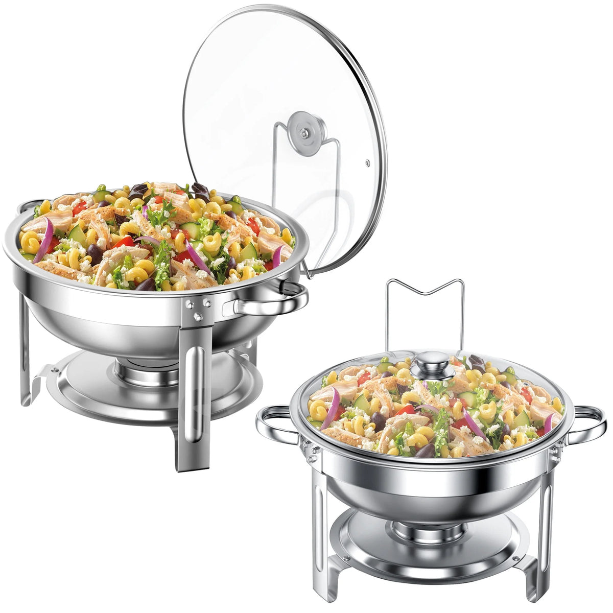 2 Pack 5QT Stainless Steel Chafing Dish Buffet Set with Glass Lid E57731