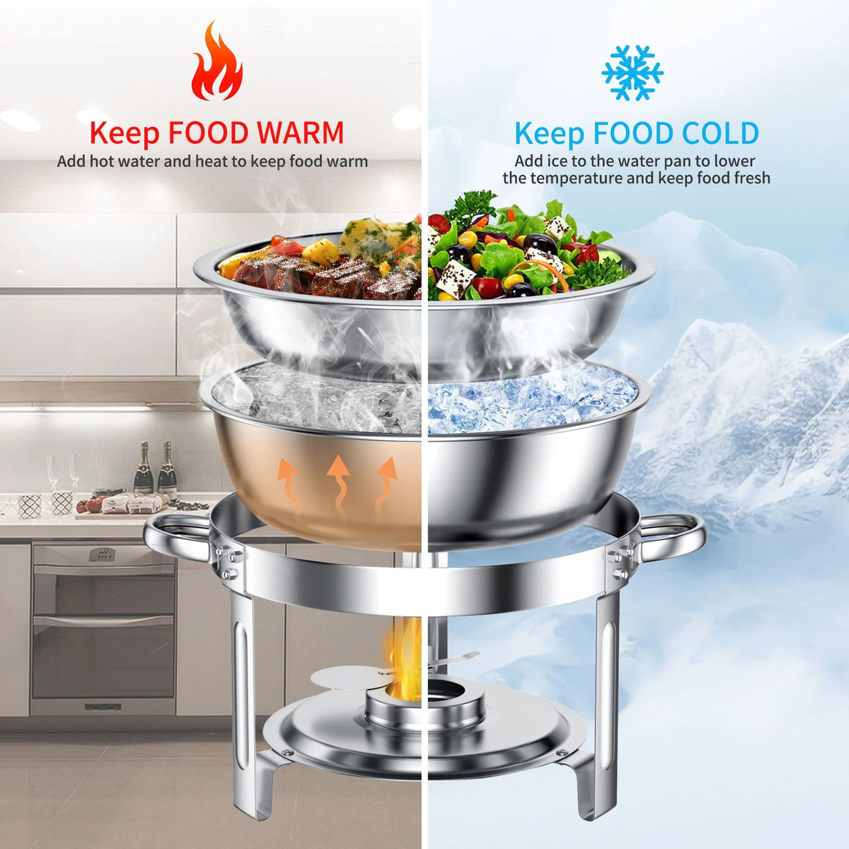 2 Pack 5QT Stainless Steel Chafing Dish Buffet Set with Glass Lid E57731
