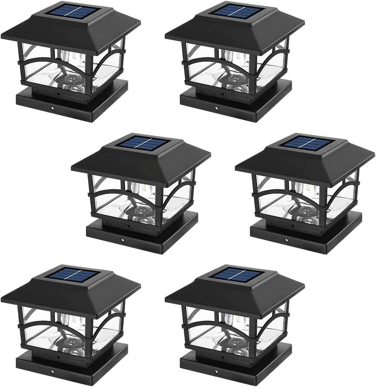 Solar Post Lights LED Waterproof Deck Fence Cap Lights 6 Pack H228323