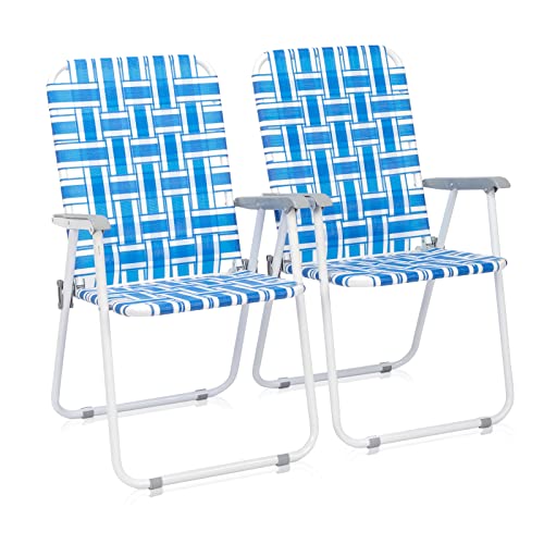 Set of 2 Yellow Webbed Folding Lawn Chair Y1314