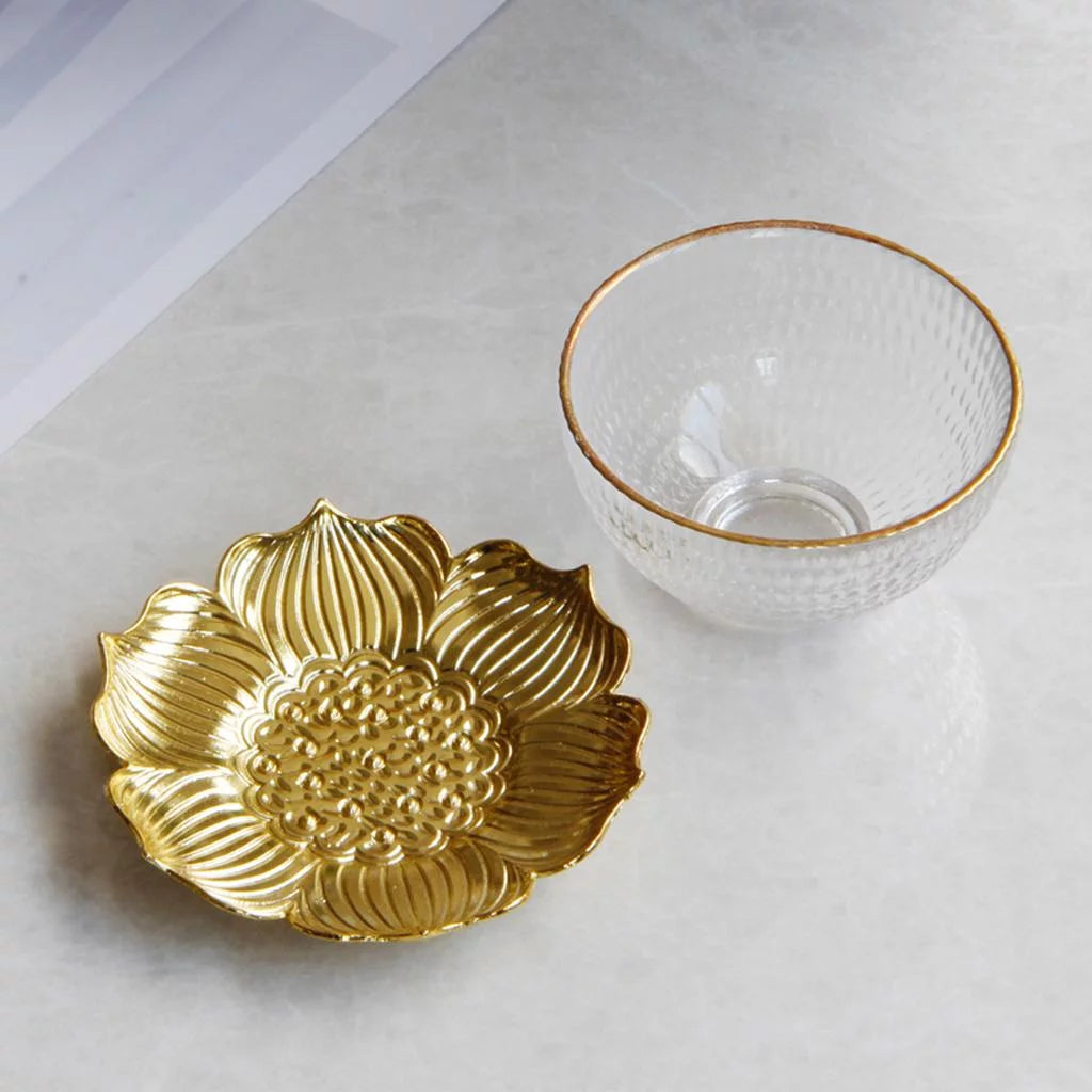 Glass Tea Cup Alloy Saucer Set Y73938