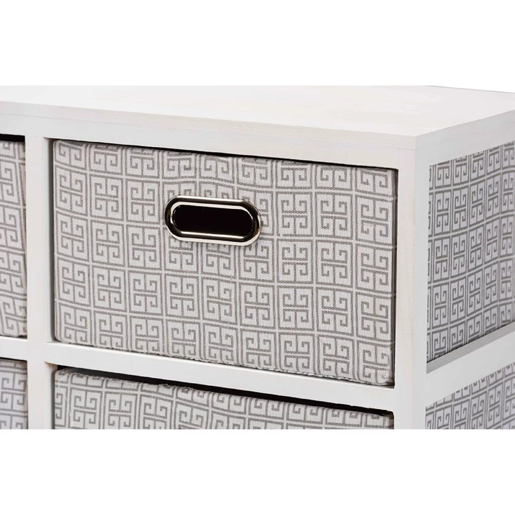 White Finished Wood 4-Basket Storage Unit K870
