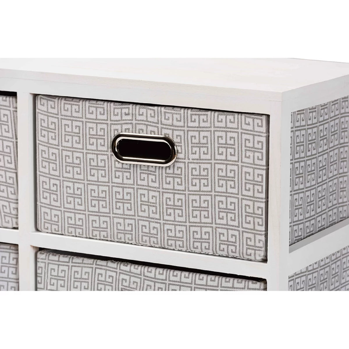 White Finished Wood 4-Basket Storage Unit K870