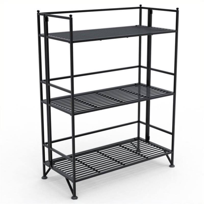 Black 3 Tier Wide Folding Shelf J760047