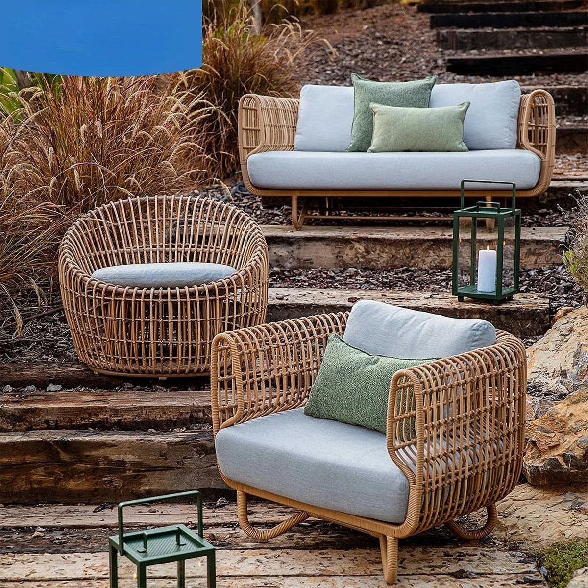 Outdoor Sofa Single Natural Rattan Woven I12983