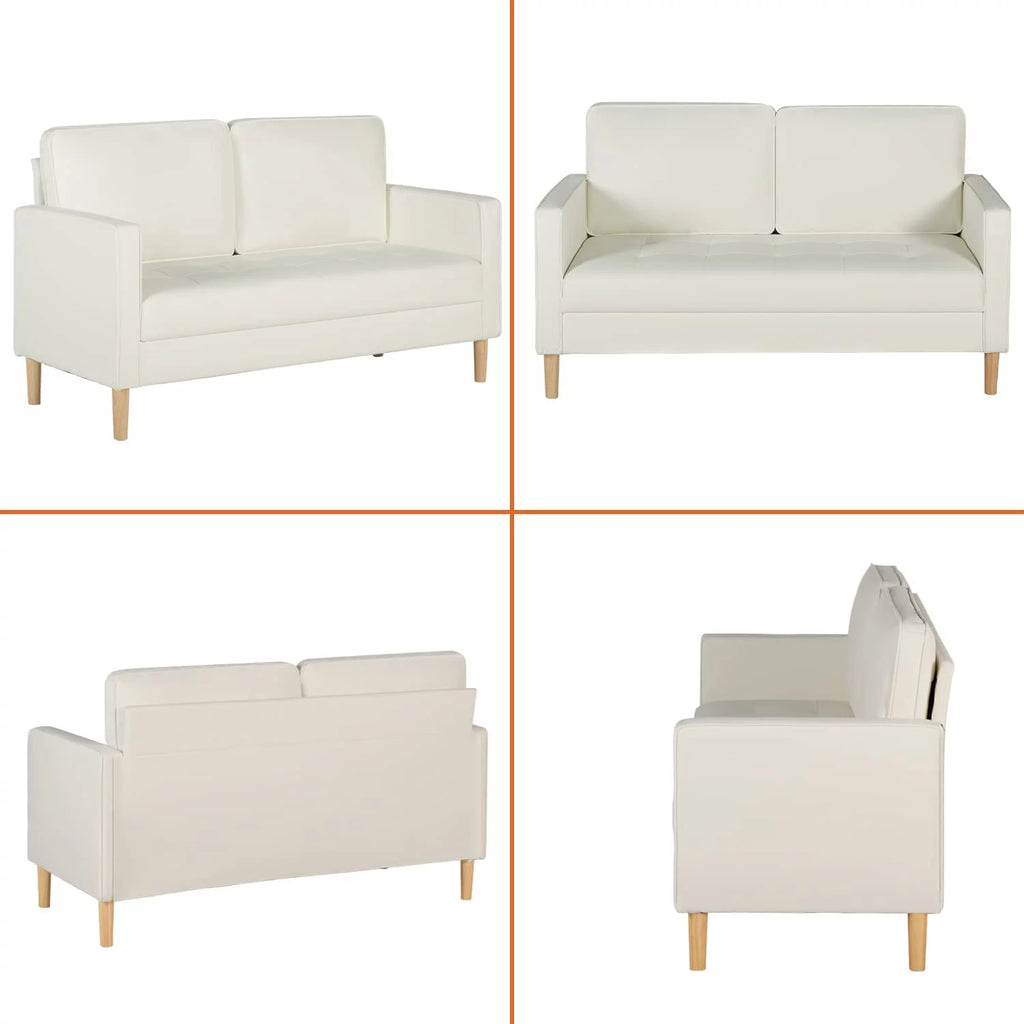 57" Faux Leather 2 Seat Sofa with Armrest O1479