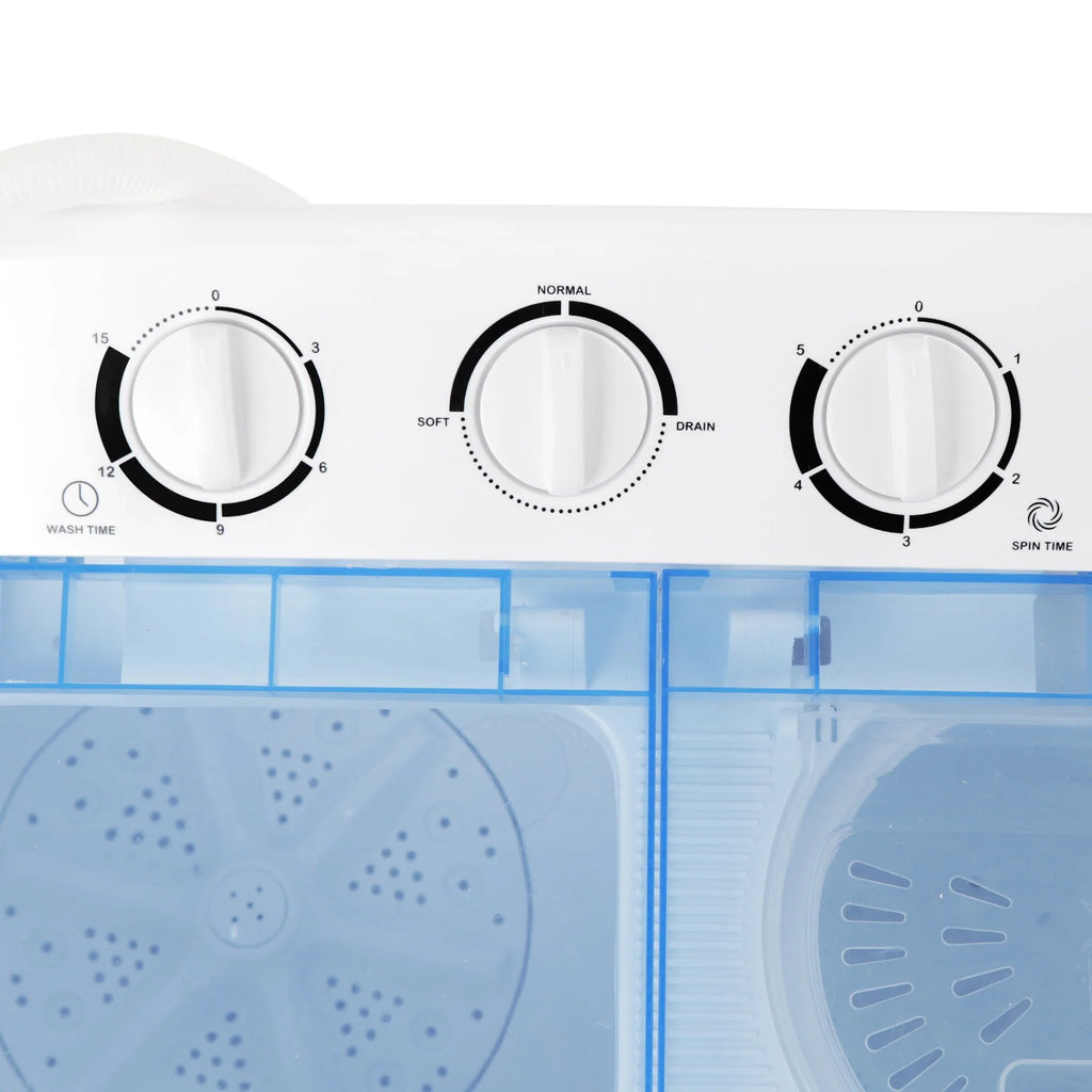 17.6lbs 2 in1 Portable Mini Washing Machine Top-Load Compact Laundry Twin Tub Washer Spin Dryer, White W5921