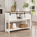 White-Brown Console Table with Sliding Barn Doors U731018
