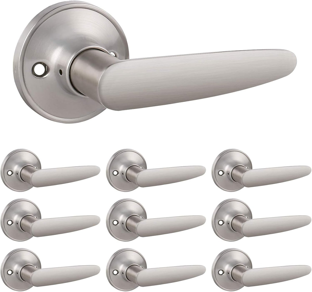 6 Pack Satin Nickel Unlocking Passage Door Levers T68973
