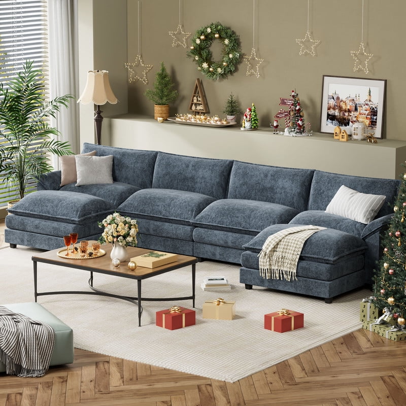 3 Seats L-Shaped Sectional Sofa with Movable Ottoman S74685