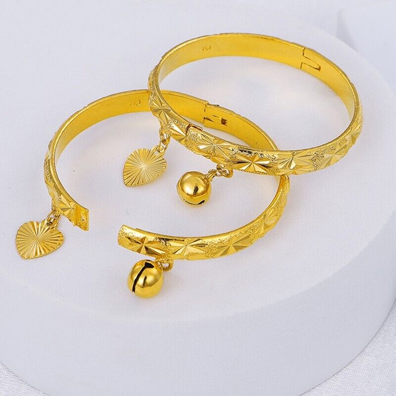 18k Gold Filled Sterling Silver Baby Bead Bell Bracelet X355768