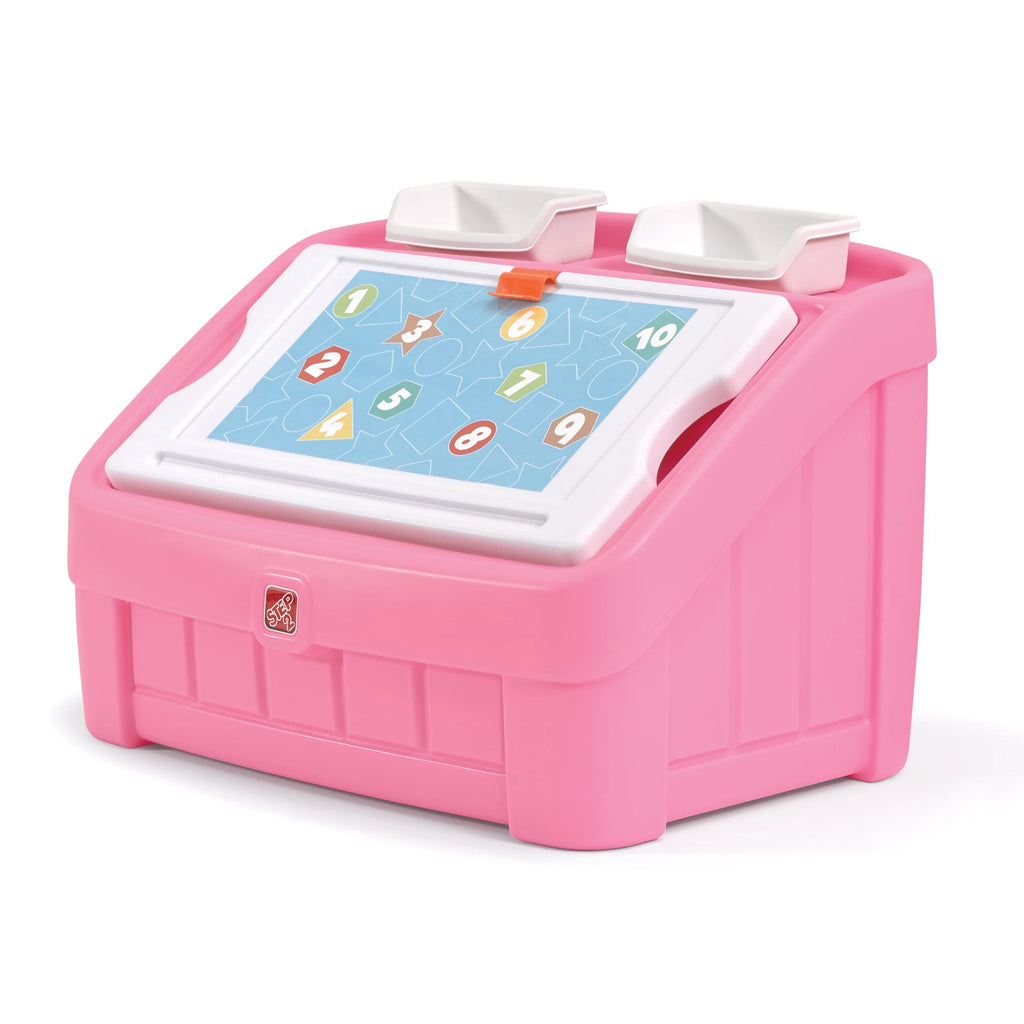Pink 2-in-1 Plastic Toy Storage Box Q592