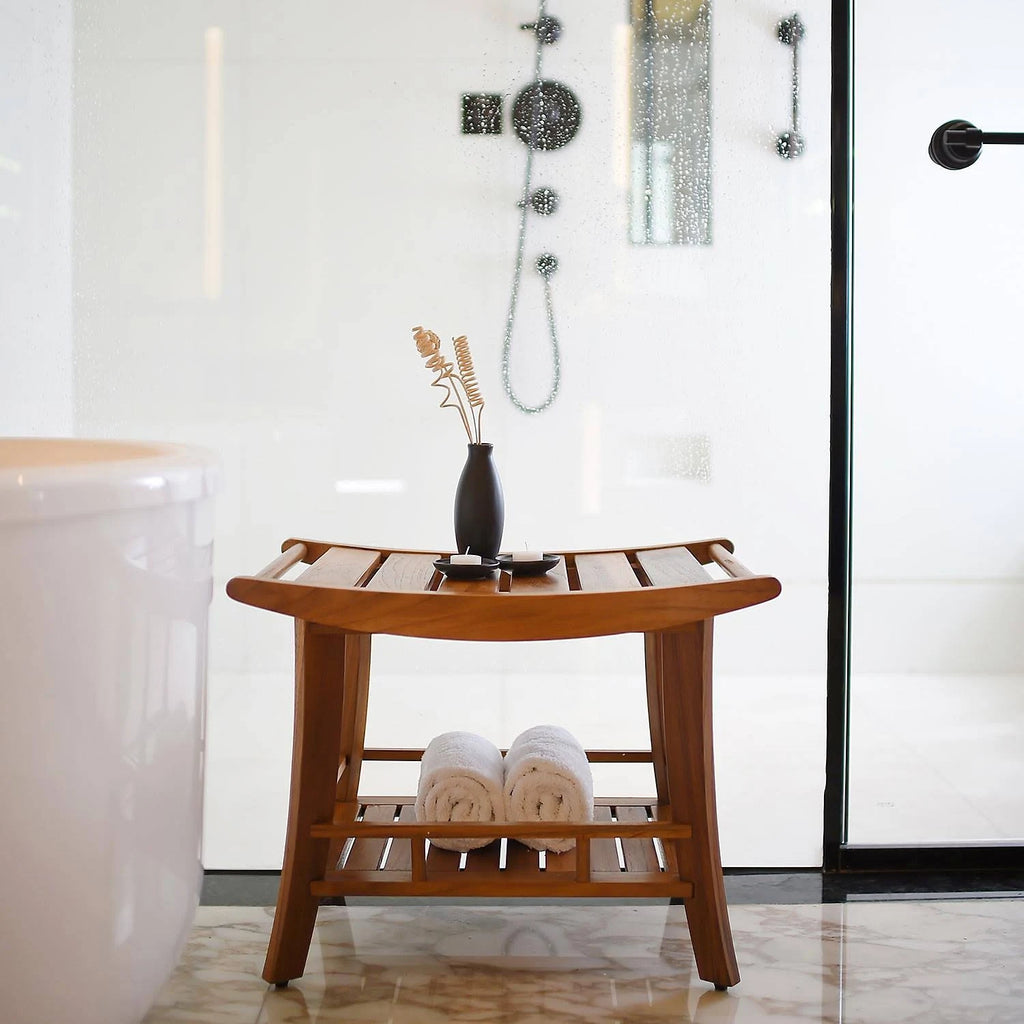 Teak Bench with Shelf F869