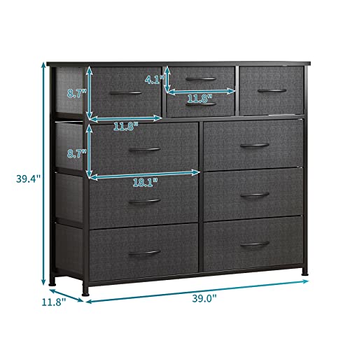 10 Drawer Fabric Storage Dresser with Wood Top Z503