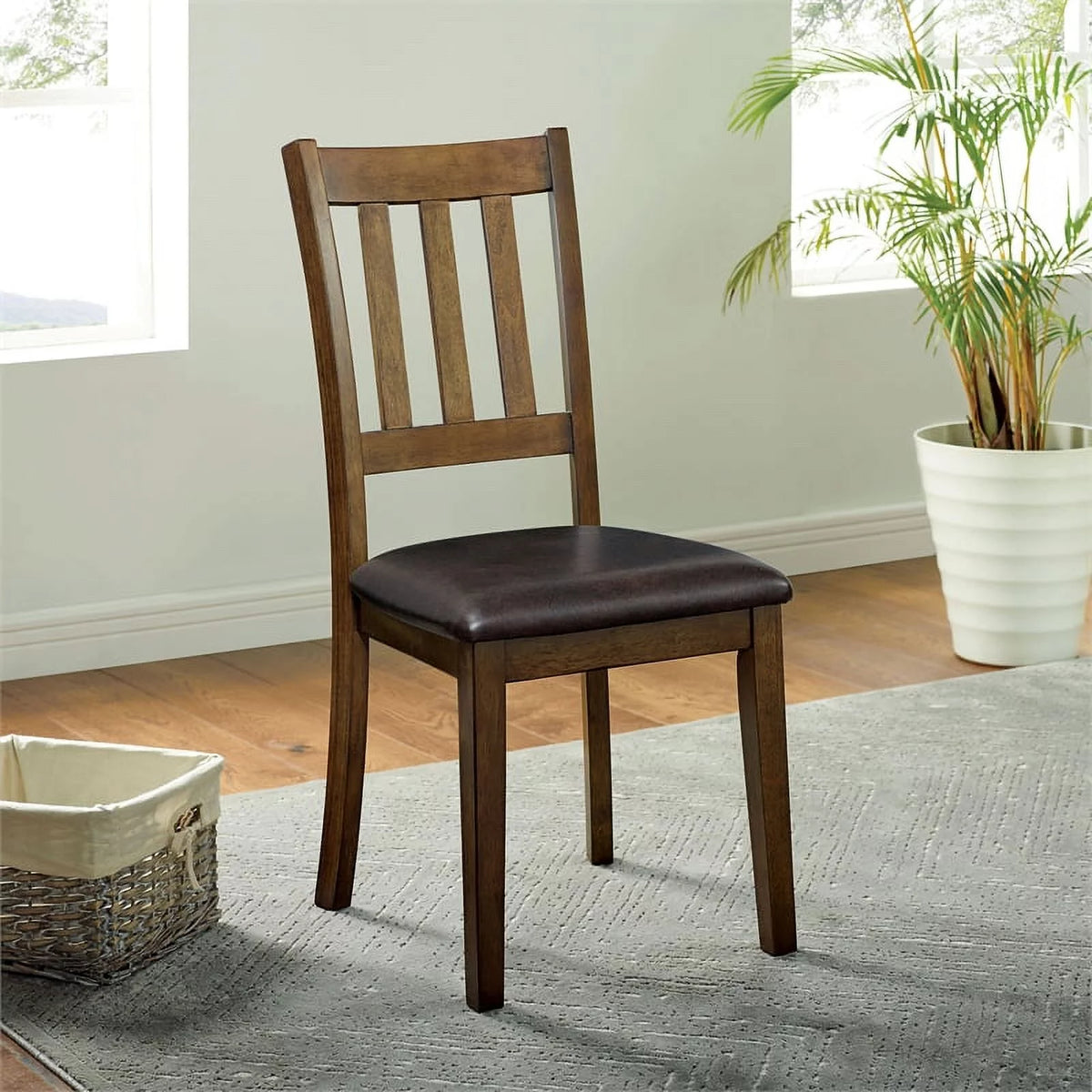 Wood 3-Piece Round Dining Table Set in Walnut C2886