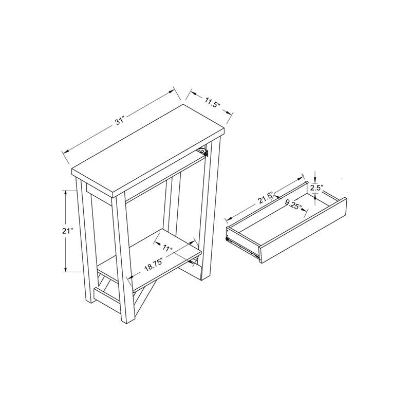 Contemporary Wood 1-Drawer Console Table in Ivory and Light Oak U75276