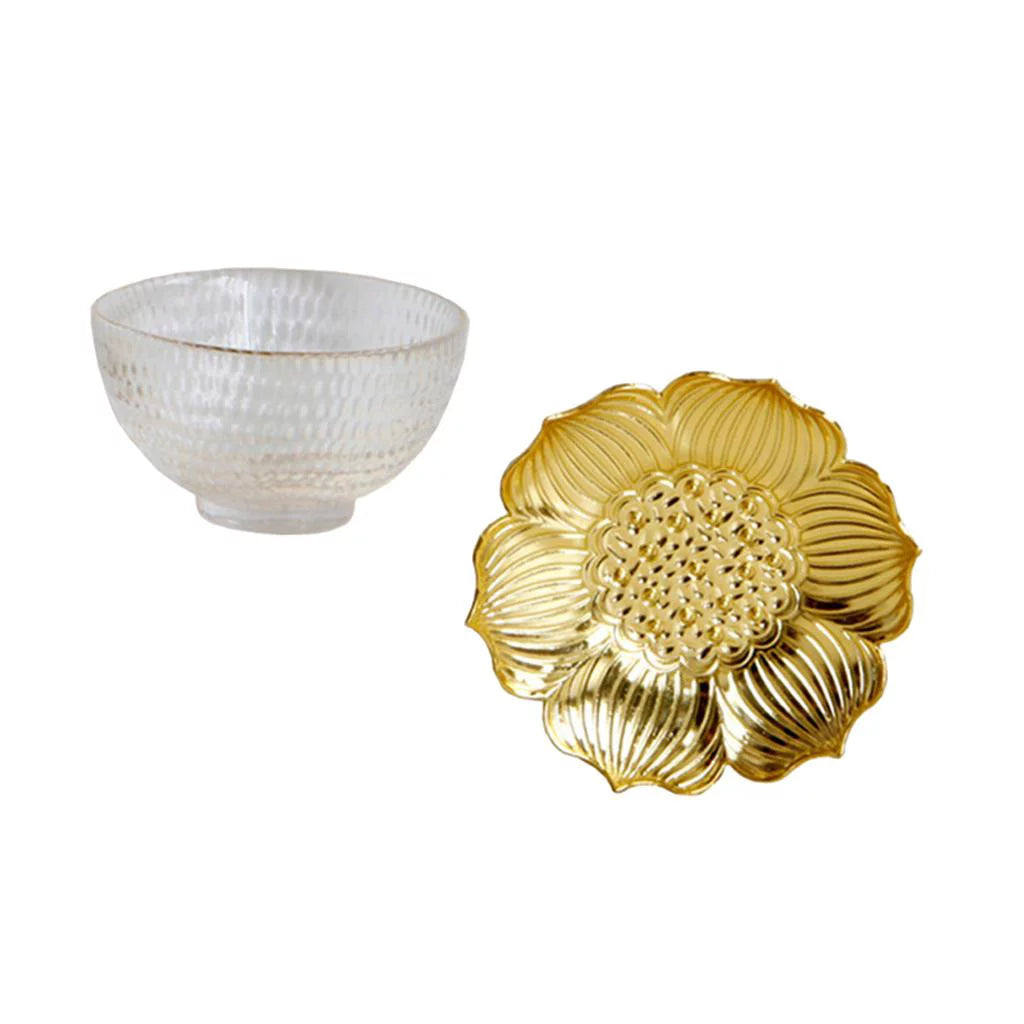 Glass Tea Cup Alloy Saucer Set Y73938