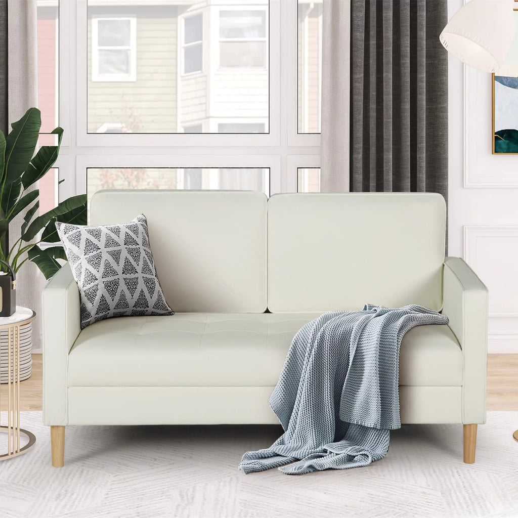 57" Faux Leather 2 Seat Sofa with Armrest O1479
