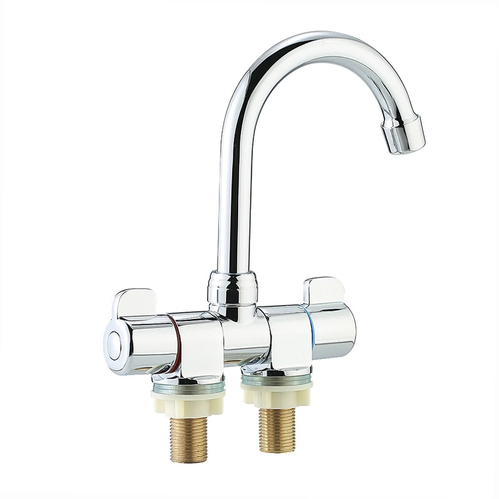 Foldable RV Rotating Two Handle Deck/Wall Mounted Kitchen Hot and Cold Water Mixer Tap I34829