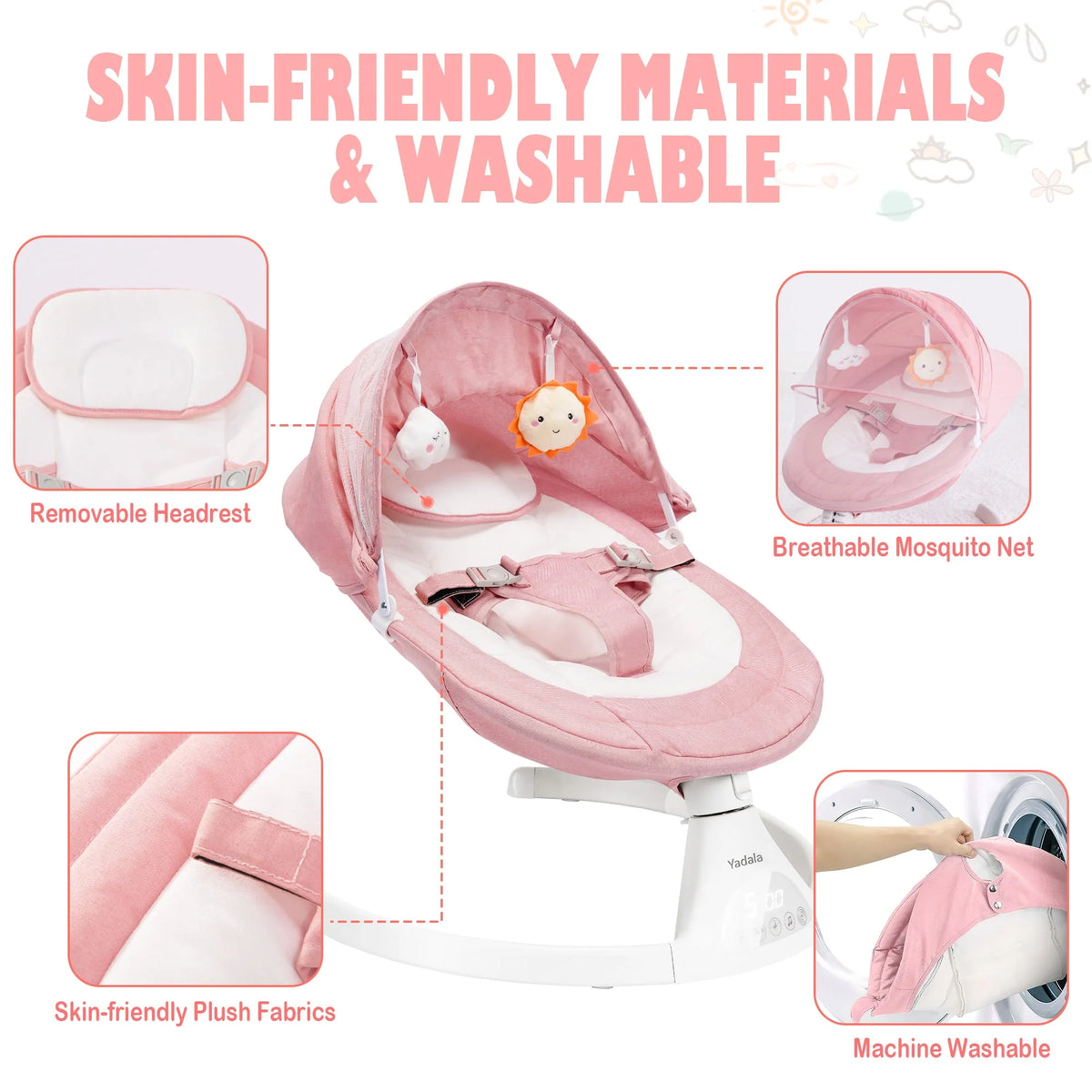 Pink Electric Baby Swing T306538