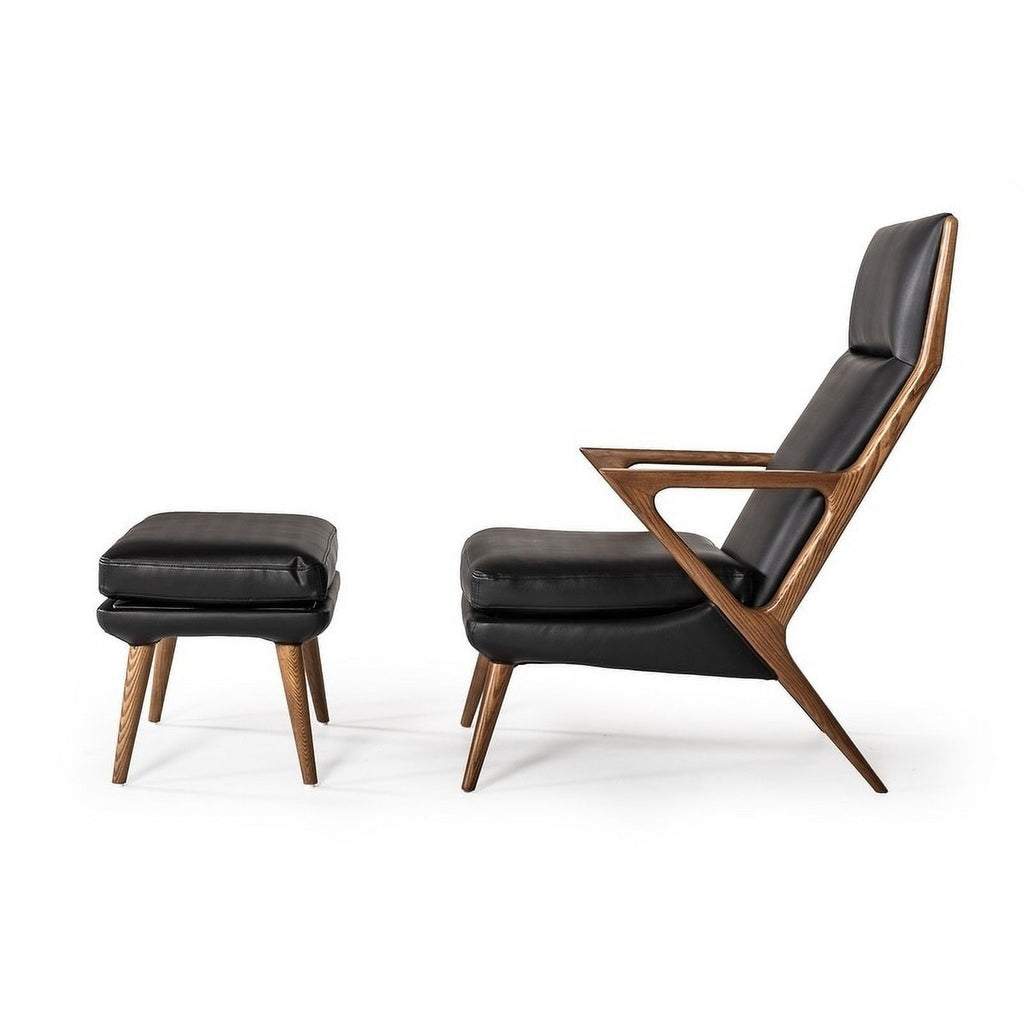 Black Lounge Chair & Ottoman C196