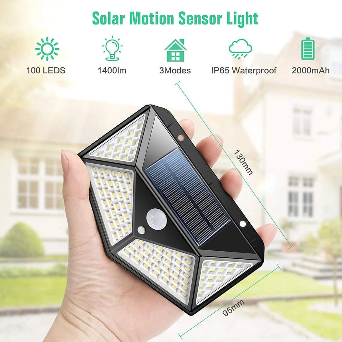 100LED Solar Motion Sensor Light IP65 Waterproof 4Pcs I7141