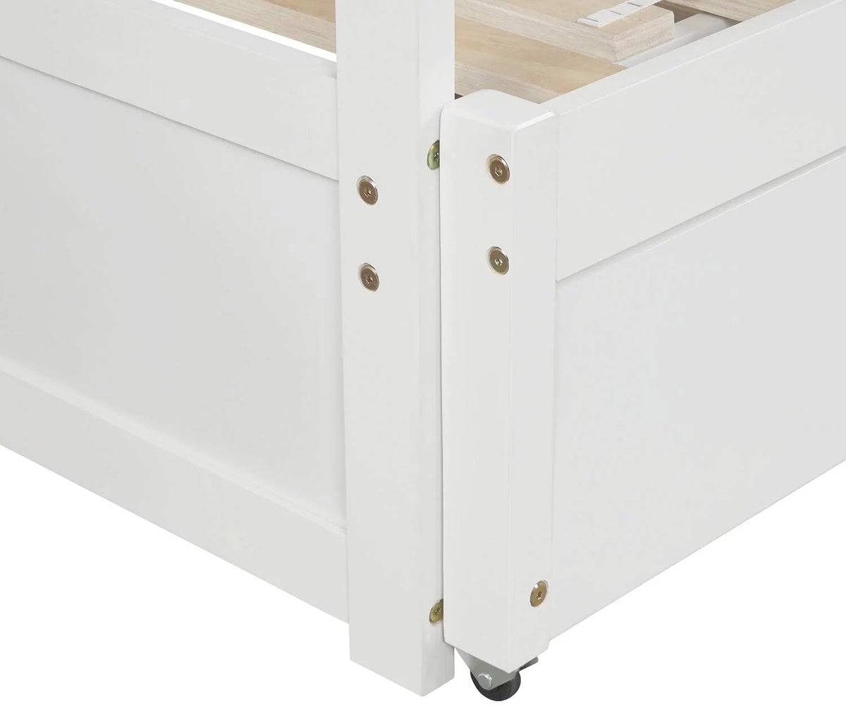 White Wood Daybed with Pull Out Trundle L58372