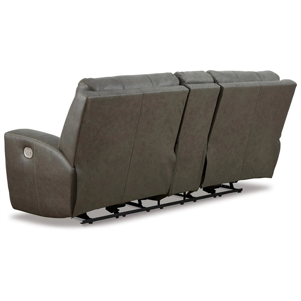 Gray Leather Power Reclining Loveseat T750321