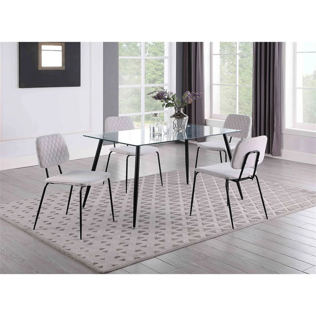 Contemporary Steel and Glass Dining Table Z23471
