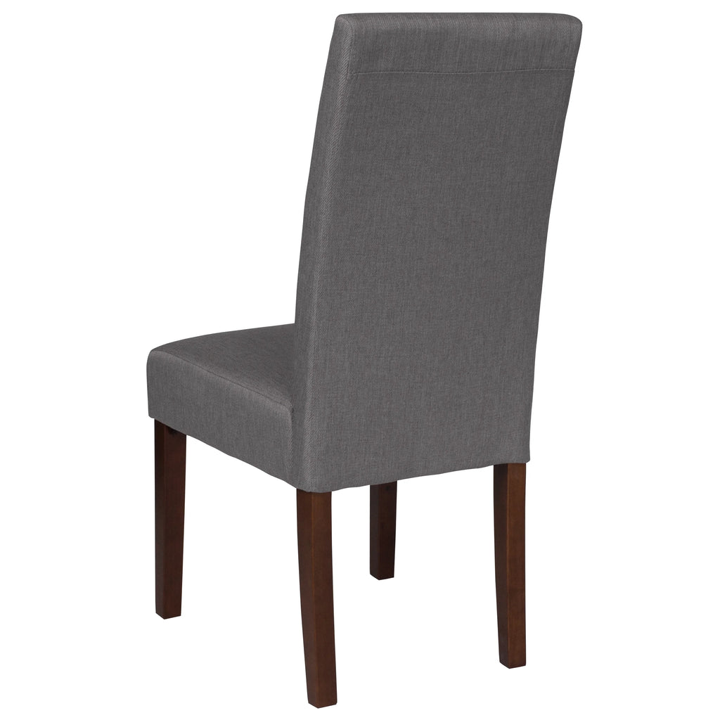 Light Gray Fabric Parsons Chair with Mahogany Legs L655