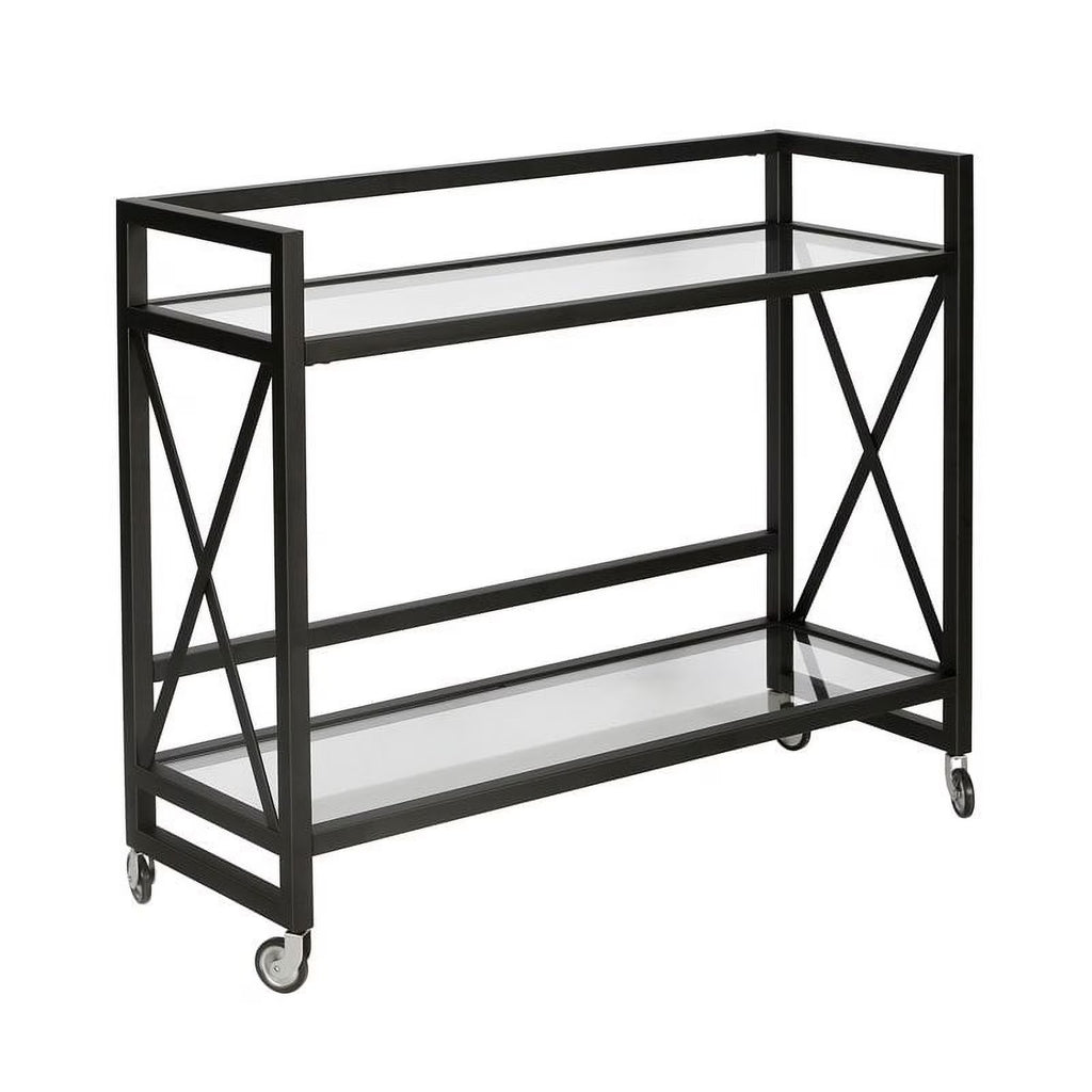 Blackened Bronze Metal/Glass Bar Cart T825370