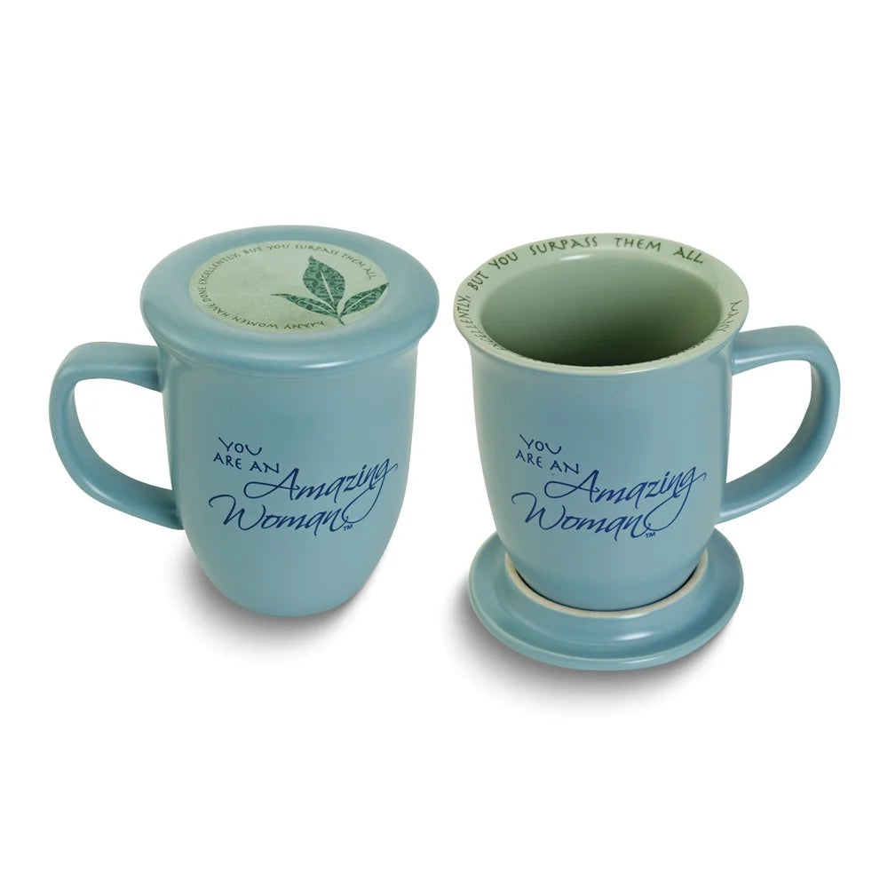 Blue 14 oz. Ceramic Mug and Coaster Set V2907