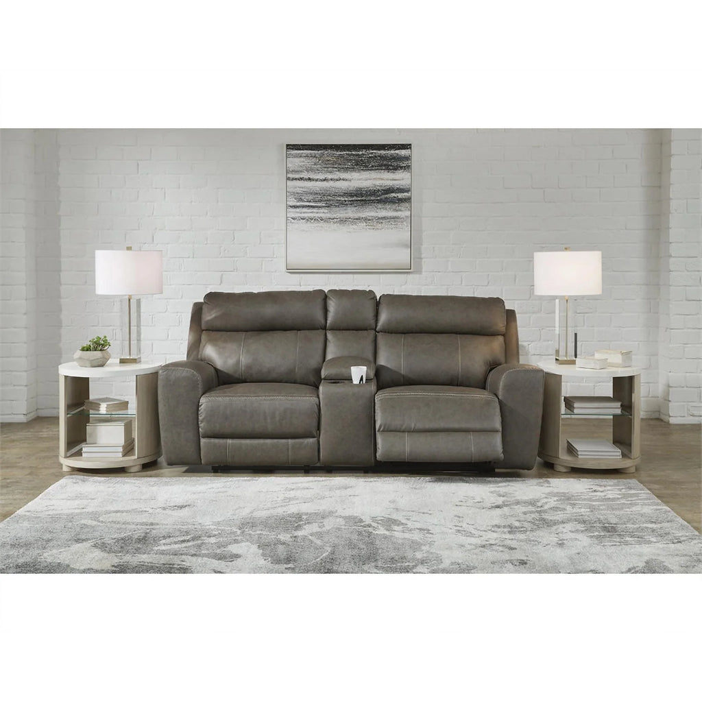 Gray Leather Power Reclining Loveseat T750321
