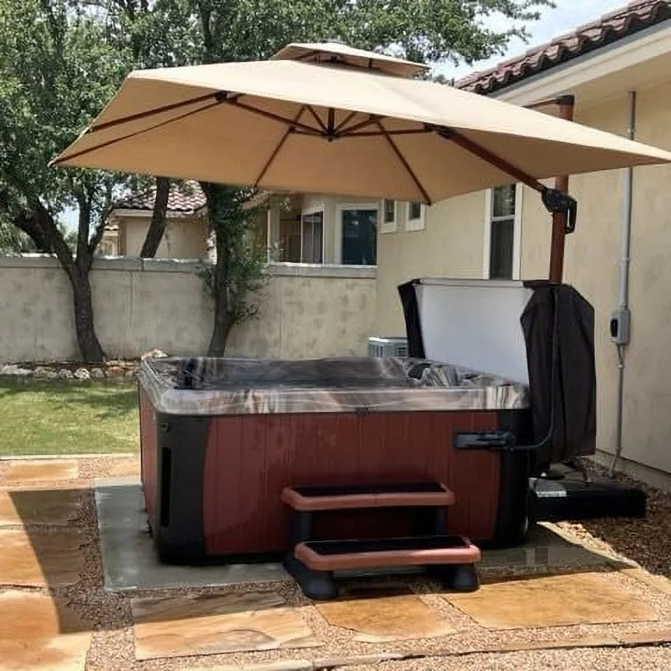 10 Ft Heather Beige Double Top Offset Hanging Patio Umbrella C3301