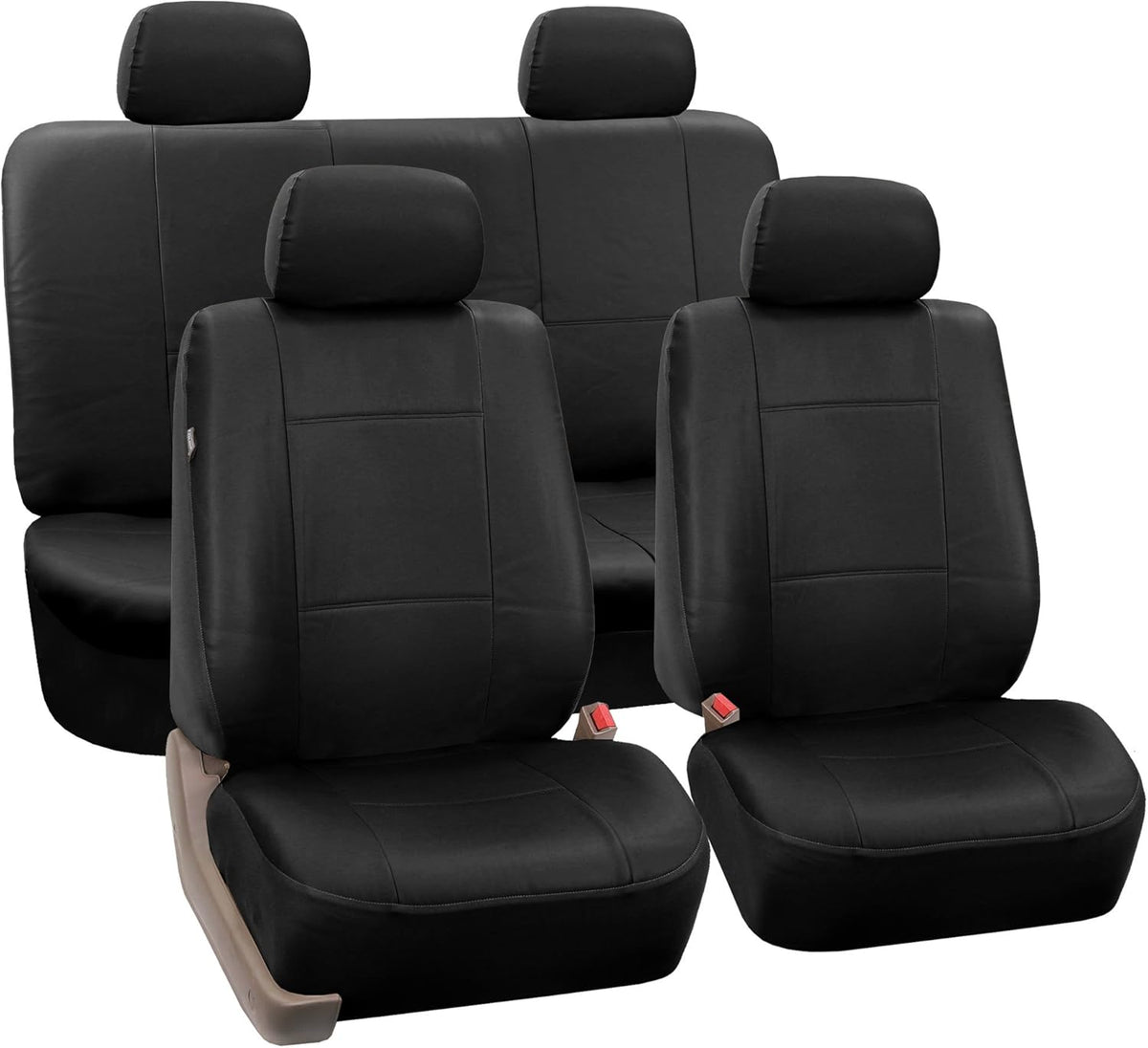 Black Faux Leather Automotive Seat Covers Set of 2 D92623