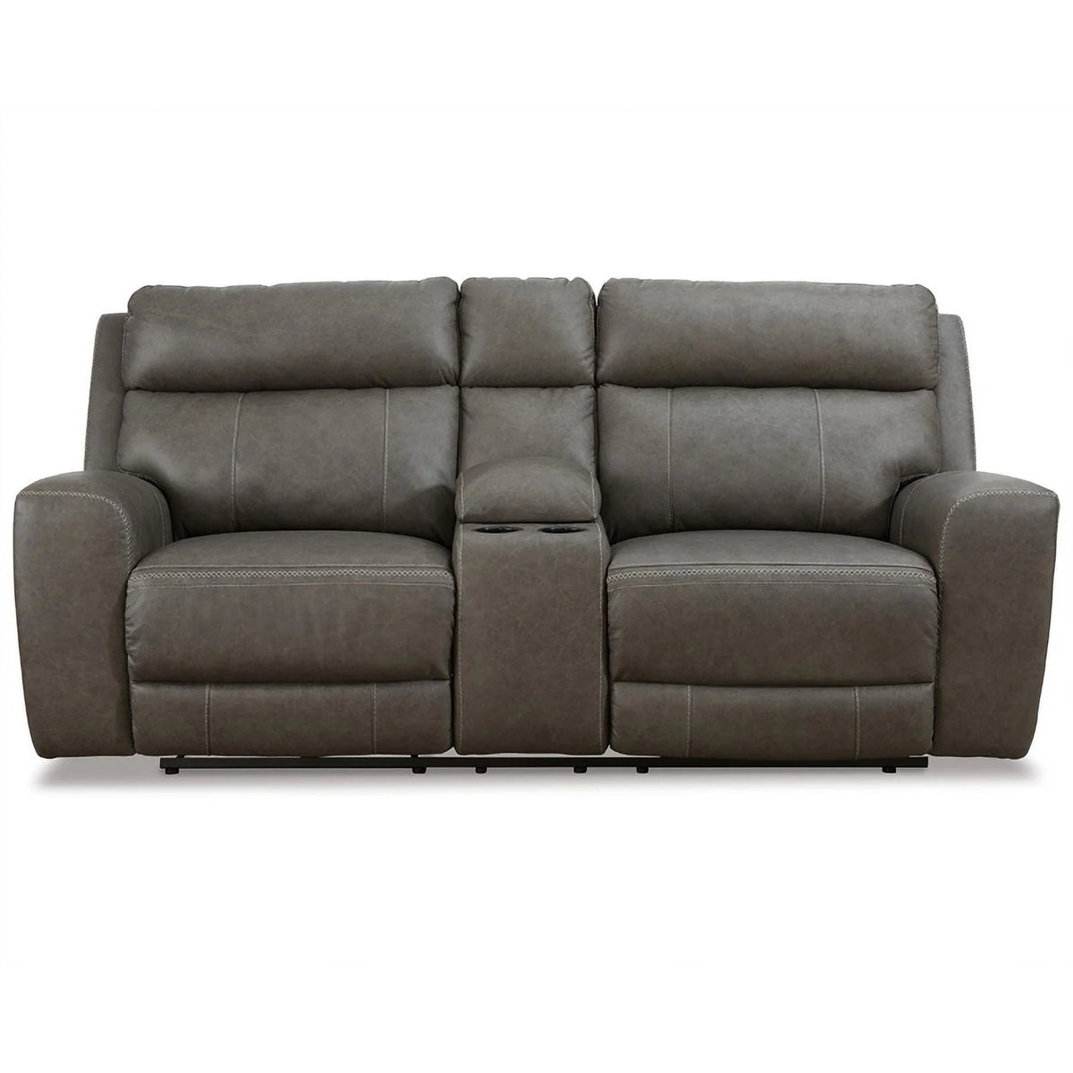 Gray Leather Power Reclining Loveseat T750321