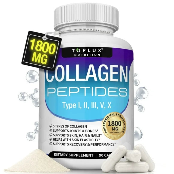 Multi Collagen Peptides 1800mg Type I II III V X 90 Capsules R54037