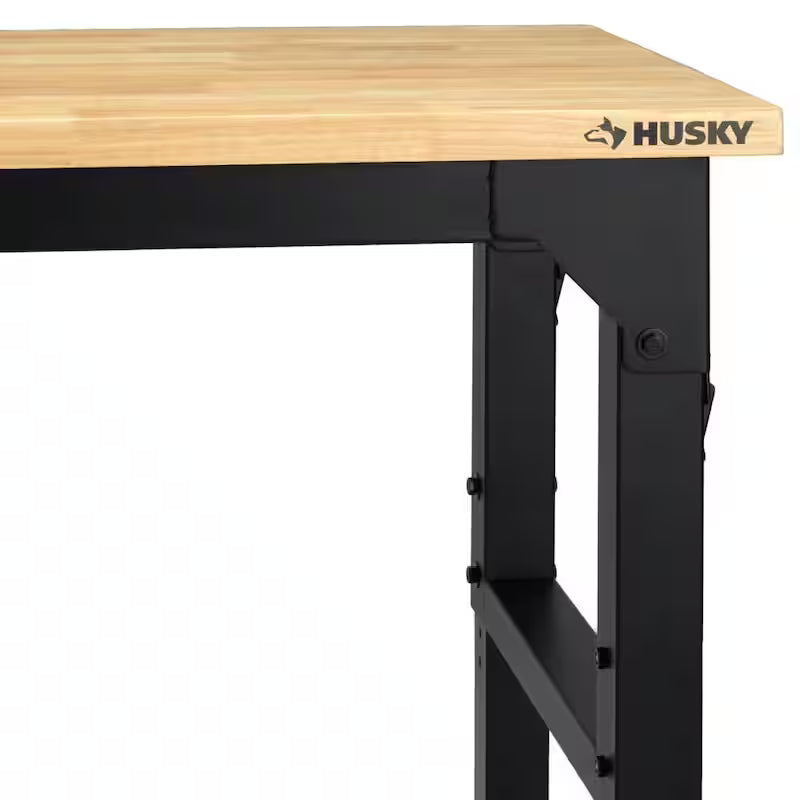 8 ft. Adjustable Height Solid Wood Top Workbench in Black P201
