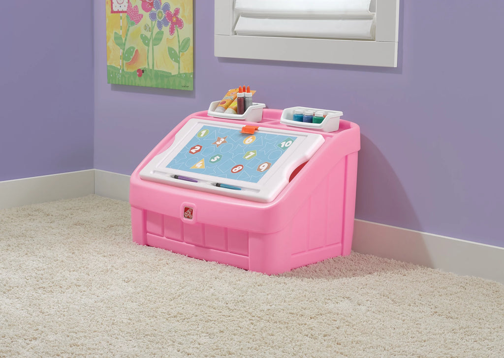 Pink 2-in-1 Plastic Toy Storage Box Q592