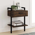 Rustic Wall Mount Nightstand with Drawer and Storage Shelf J500683