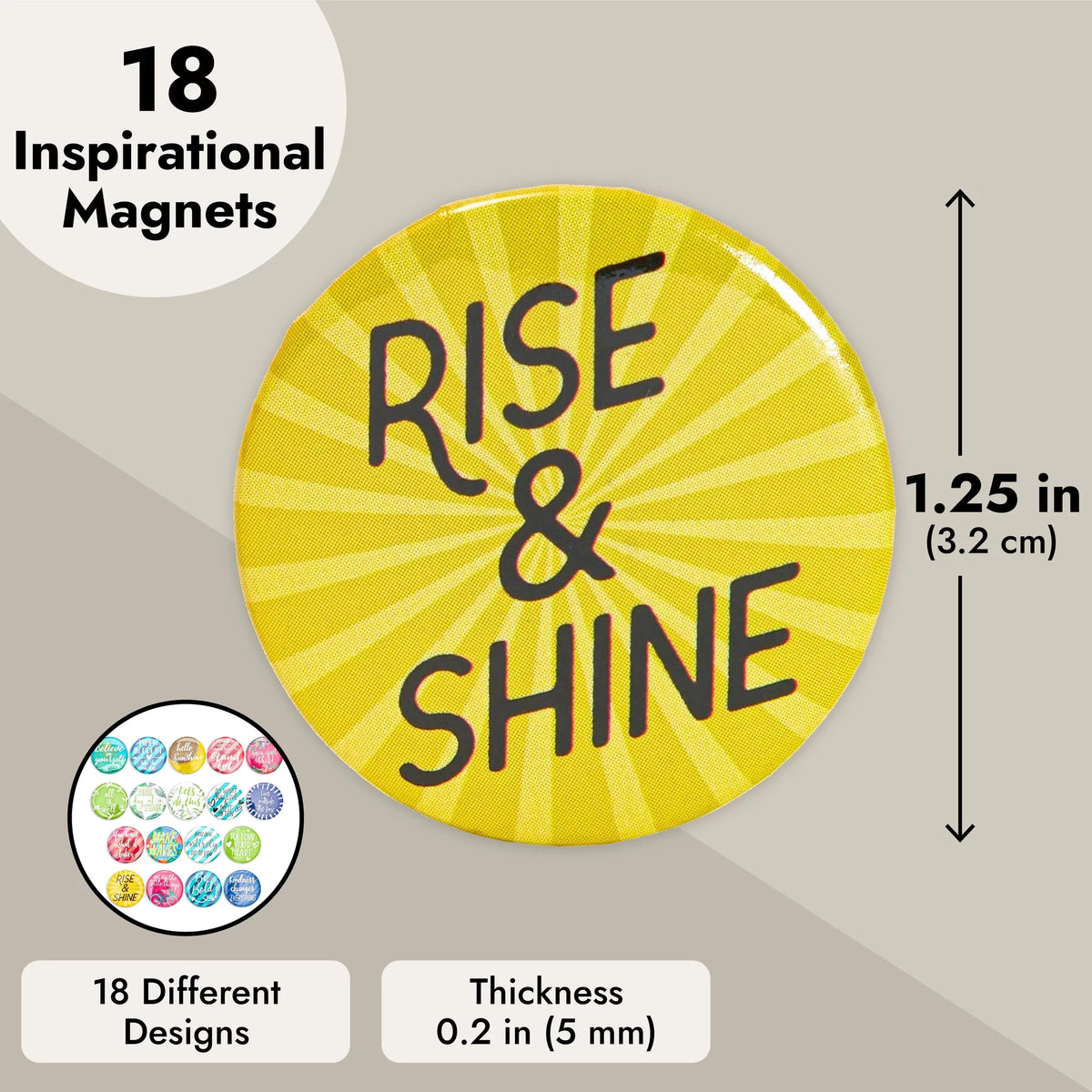 18 Pack Colorful Inspirational Magnets 1.25 In Q8511