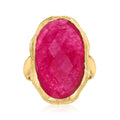 25.00 Carat Pink Quartz Ring in 18kt Gold Over Sterling C747951