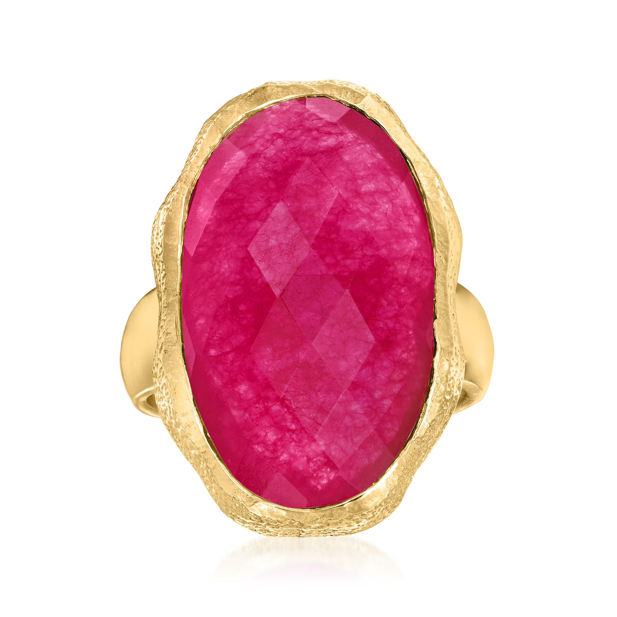 25.00 Carat Pink Quartz Ring in 18kt Gold Over Sterling C747951