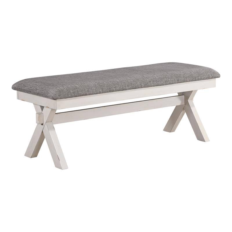 Gray Fabric Padded Dining Bench R955