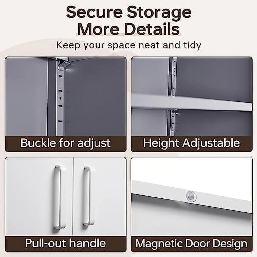 Metal Cabinet with Locking Doors 71" Tall 2 Adjustable Shelves Steel Cabinet N950063