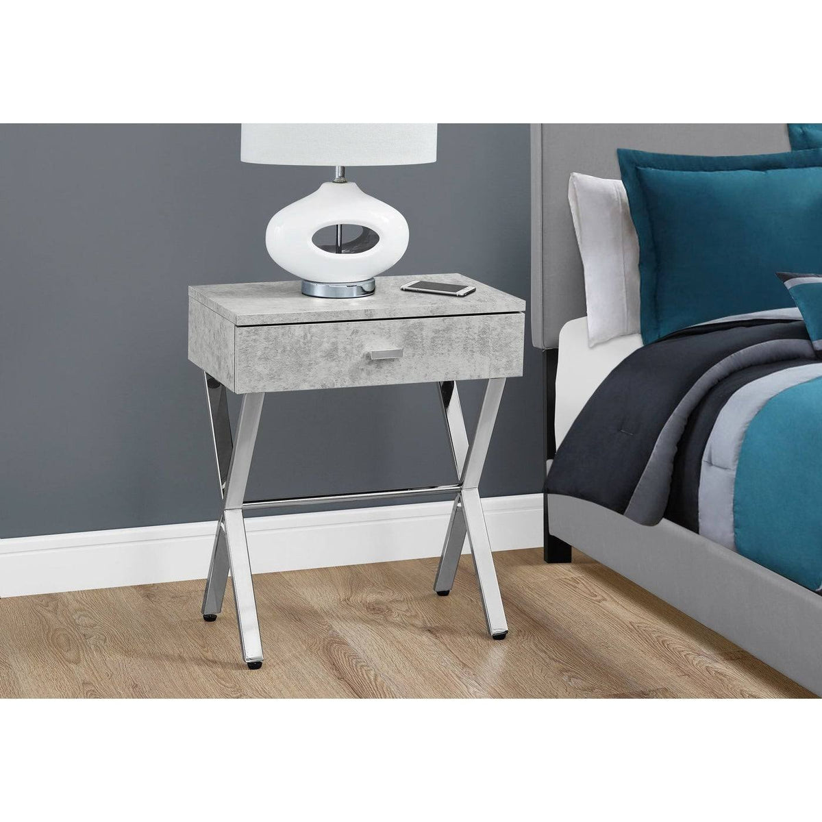 Gray and Silver Contemporary Rectangular Accent Table M128401