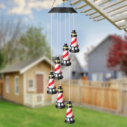 Blue Solar Lighthouse Wind Chimes Z3660