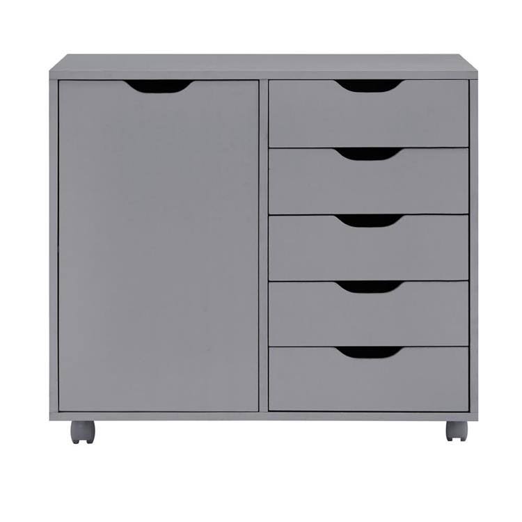 Gray 5-Drawer Office Storage Cabinet with Shelves V28491