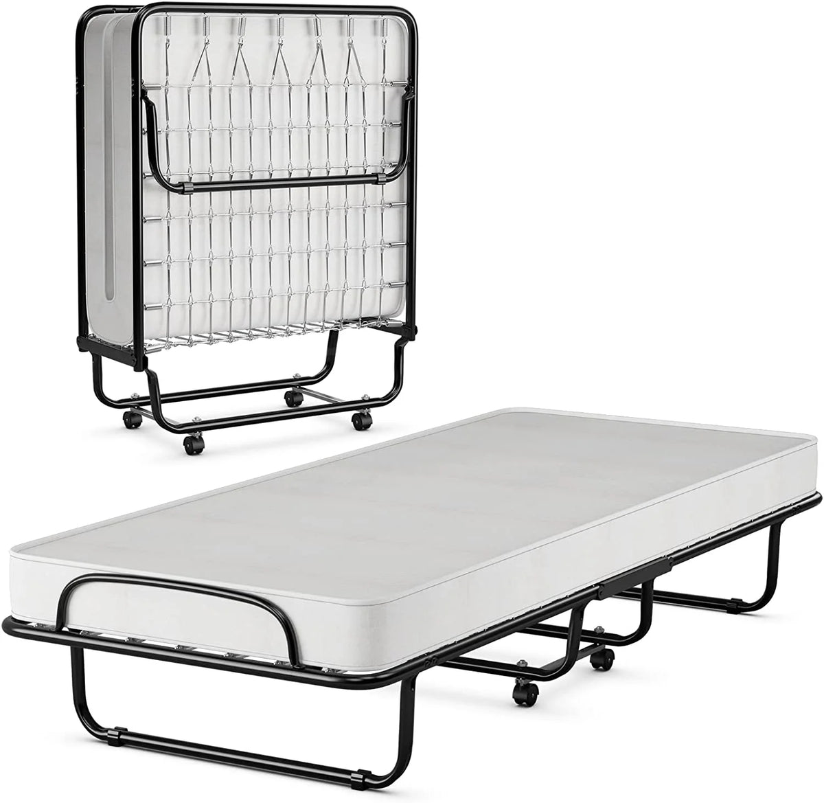Folding Bed with Memory Foam Mattress and Metal Frame L556