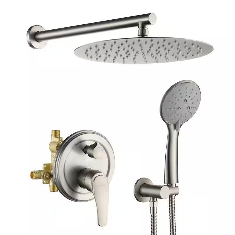 Wall Mount Dual Shower Heads with Valve in Brushed Nickel B866813